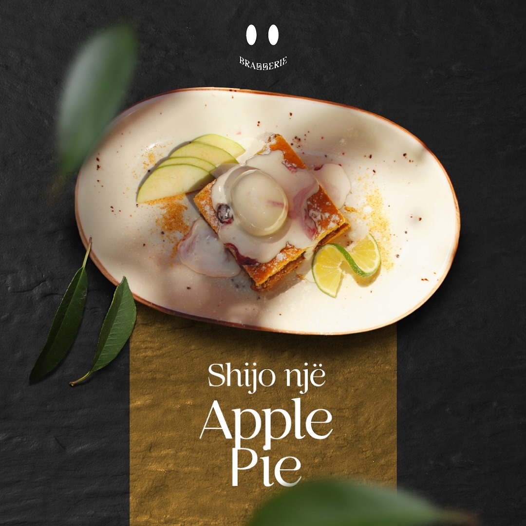 Apple tart dessert with cream