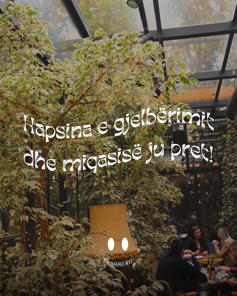 Ambient i gjelbër ngrënieje me bimë dhe mysafirë